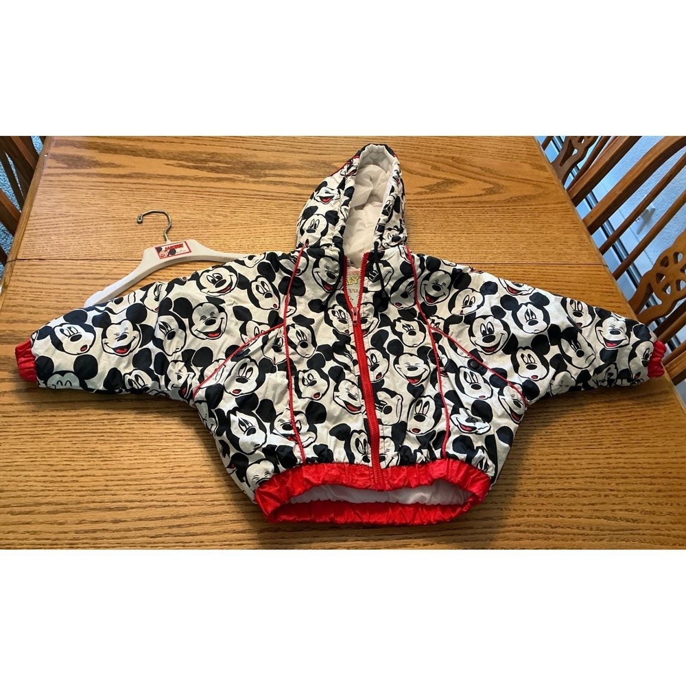 Vintage Mickey Mouse Ski Team Mighty-Mac Hooded Puffer Jacket 4T with hanger